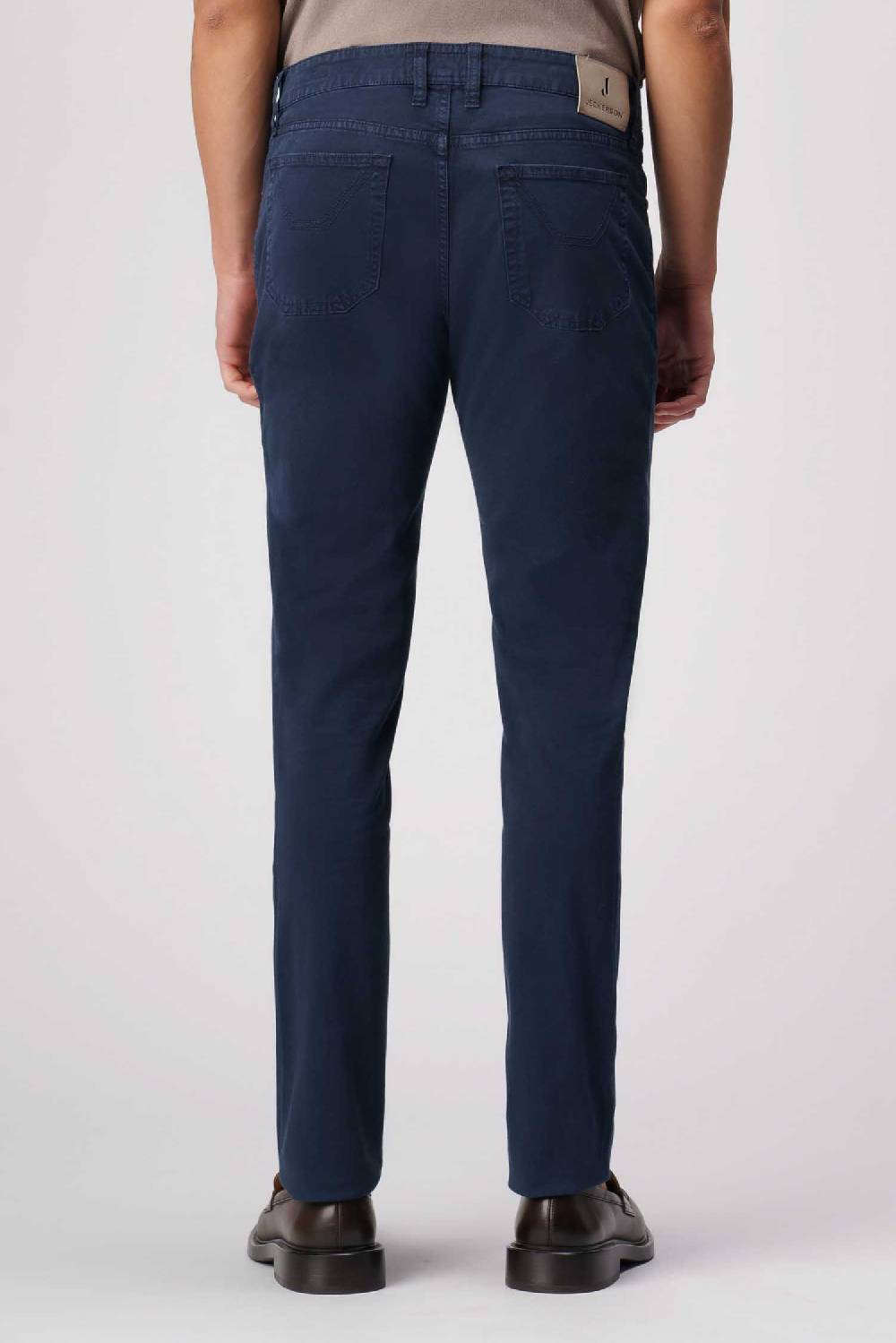 Jeckerson John - Pantalone 5 tasche con toppa in alcantara blu Nuova