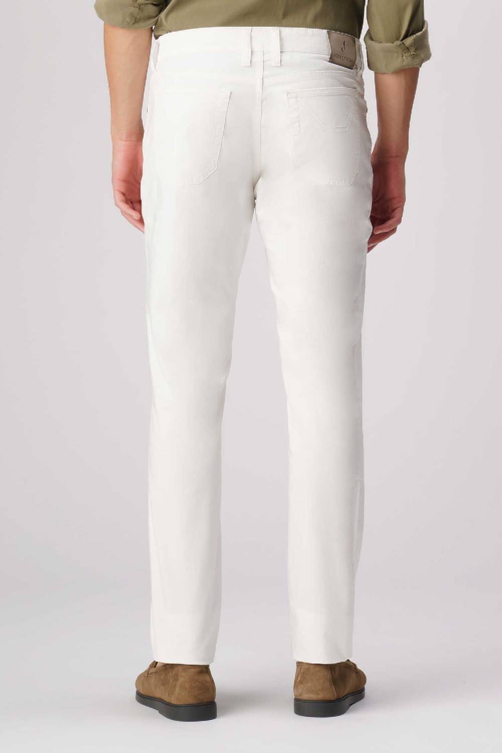 Jeckerson John - Pantalone 5 tasche in armatura raso bianco Qualità