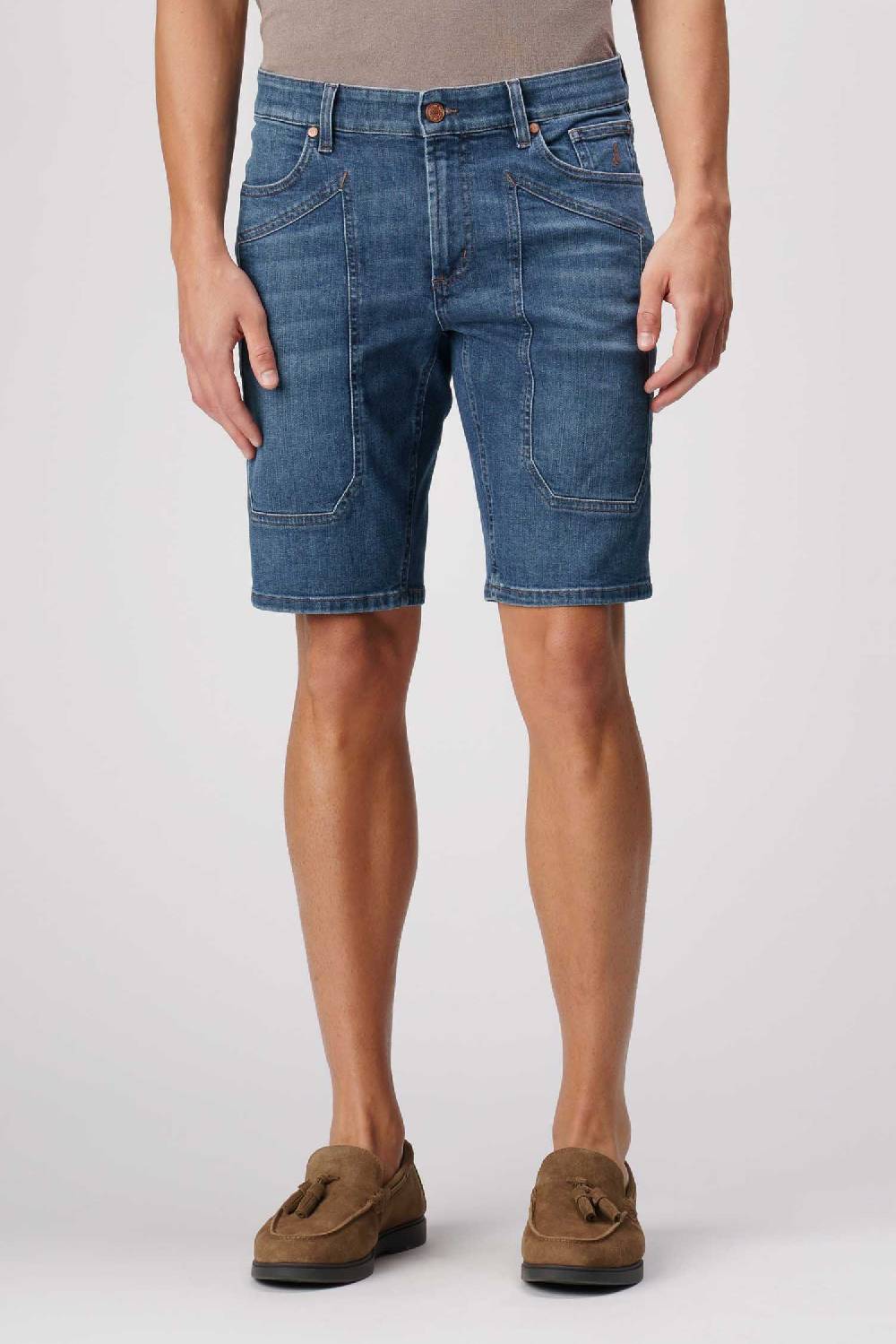 Jeckerson Jayden - Bermuda con toppa in comfort denim blu scuro Acquista Ora