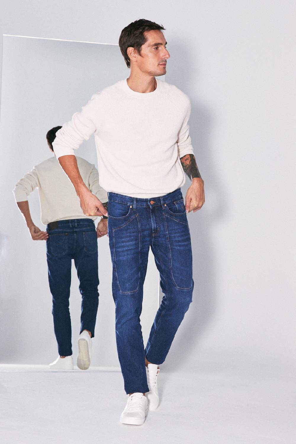 Jeckerson Pantalone 5 tasche con toppa in denim Shopping Online
