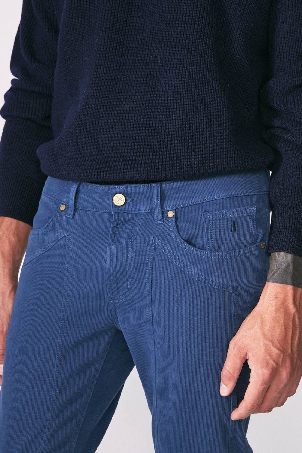 Jeckerson Pantalone in cotè de cheval slim fit con toppa Sottocosto