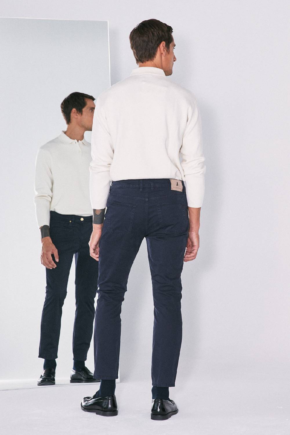 Jeckerson Pantalone skinny in gabardina stretch con toppa Novità