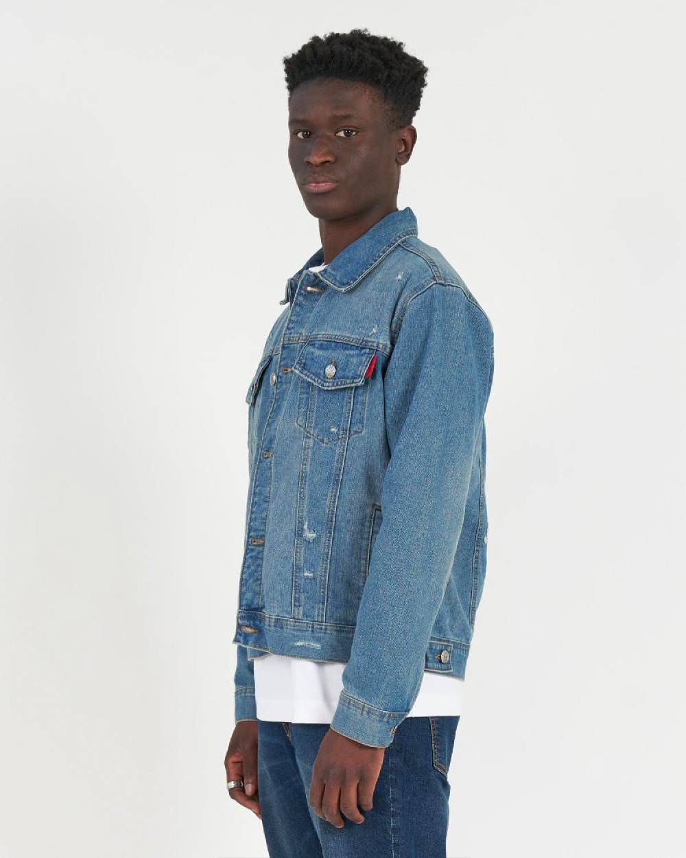John Richmond Giubbino in denim con il logo ricamato sul retro Qualità Garantita