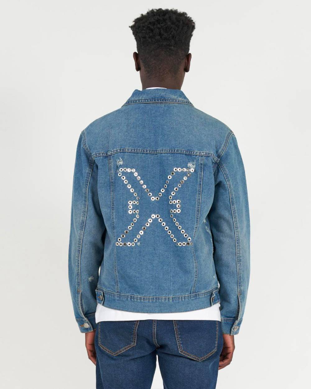 John Richmond Giubbino in denim con il logo ricamato sul retro Qualità Garantita