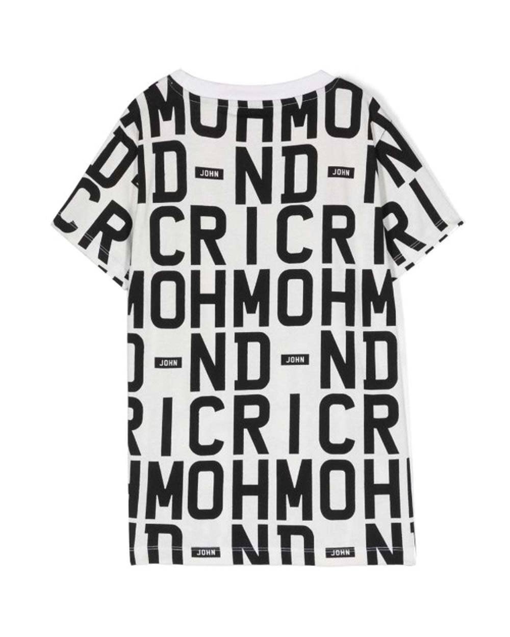John Richmond kids T-shirt con pattern ton sur ton Promozione