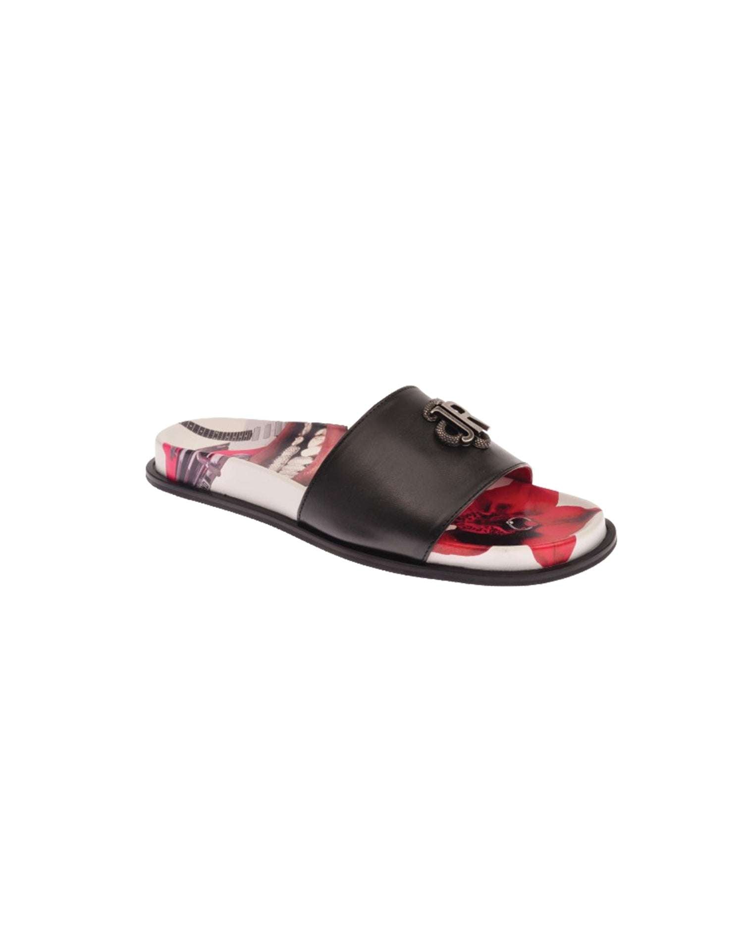 John Richmond Sandalo con fascia larga con logo JR metallico
