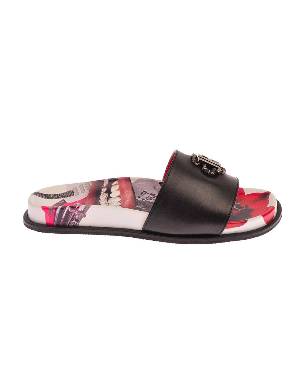 John Richmond Sandalo con fascia larga con logo JR metallico Offerte