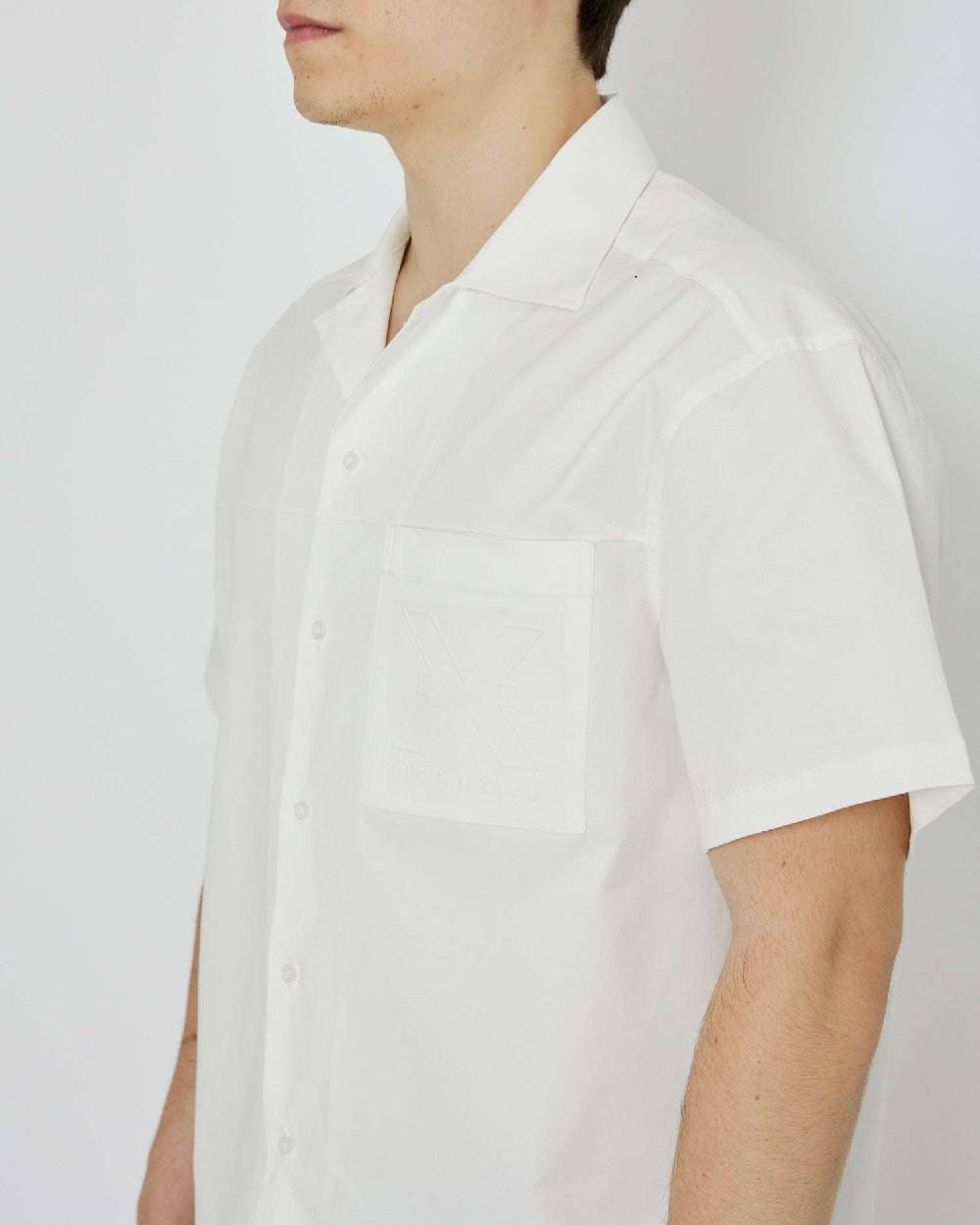John Richmond Camicia con logo ricamato tone sur tone sul davanti Negozi Online