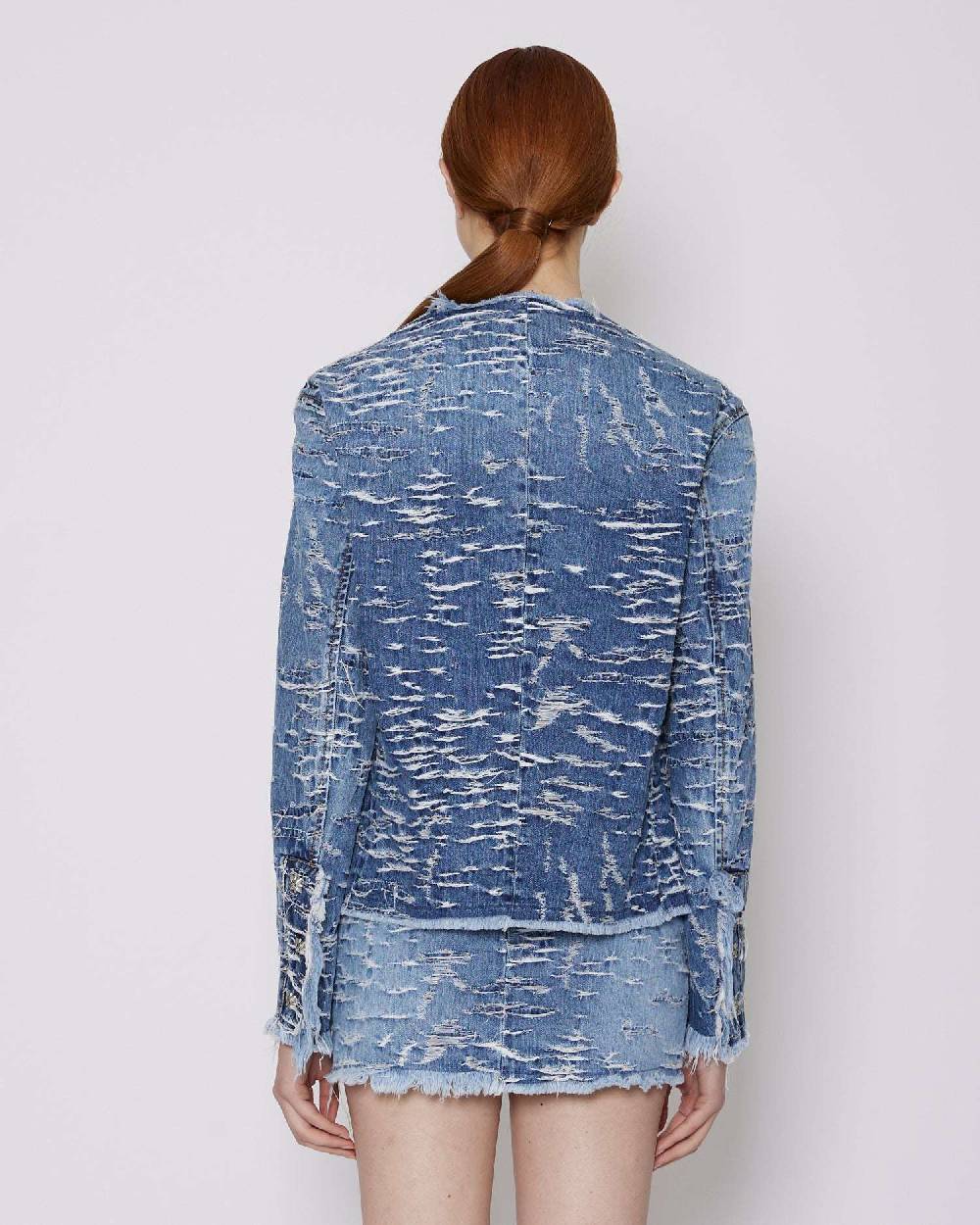 John Richmond Giacca in denim con pattern effetto used Saldi Di Fabbrica