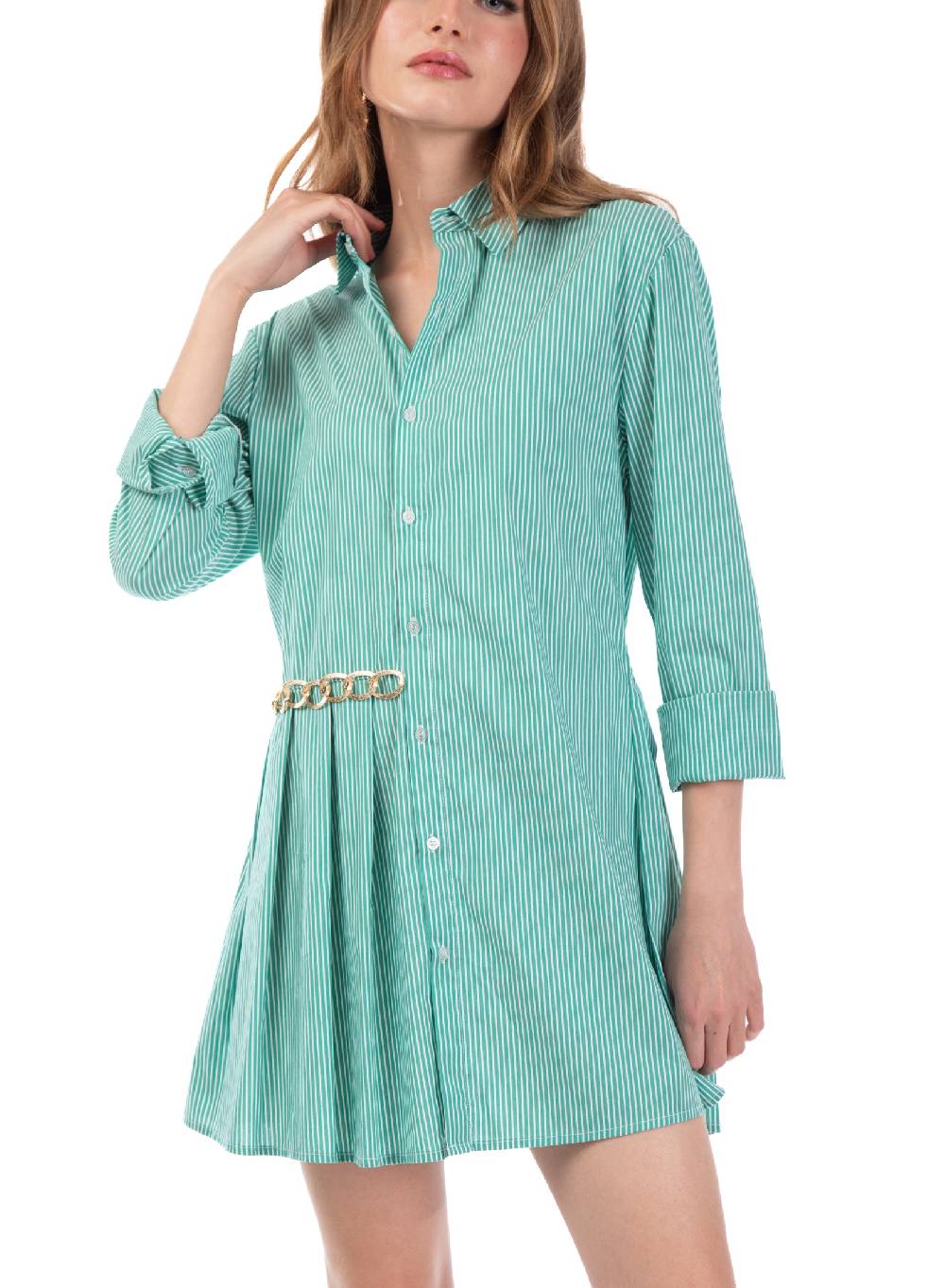 Le Volière Vestito a camicia a righe con catena Offerte