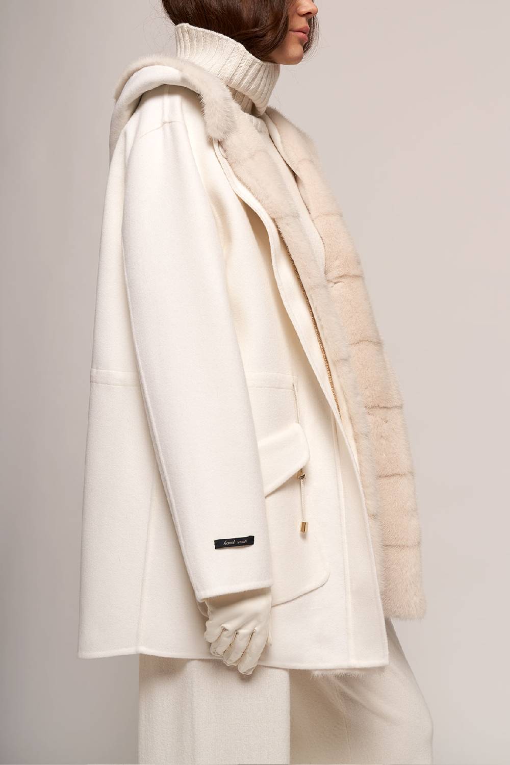 Manzoni 24 Parka in lana con bordo visone Prezzo Ridotto