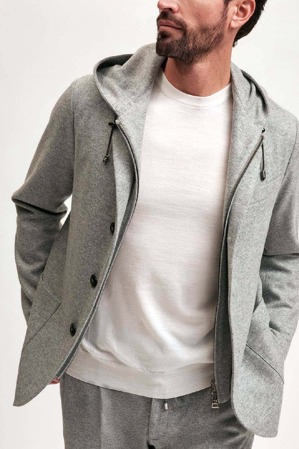 Manzoni 24 Giacca jersey in lana con davantino staccabile Saldi