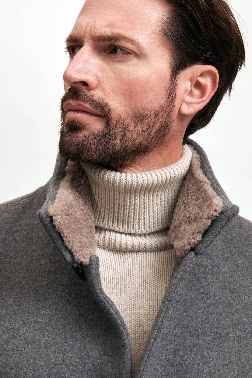 Manzoni 24 Cappotto in lana con collo in montone curly Vendita Calda