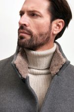 Manzoni 24 Cappotto in lana con collo in montone curly Vendita Calda