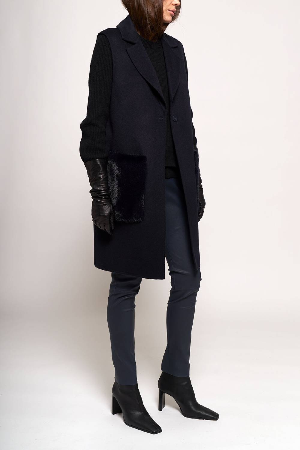 Manzoni 24 Gilet in tessuto cashmere Loro Piana con tasche visone Negozi Online