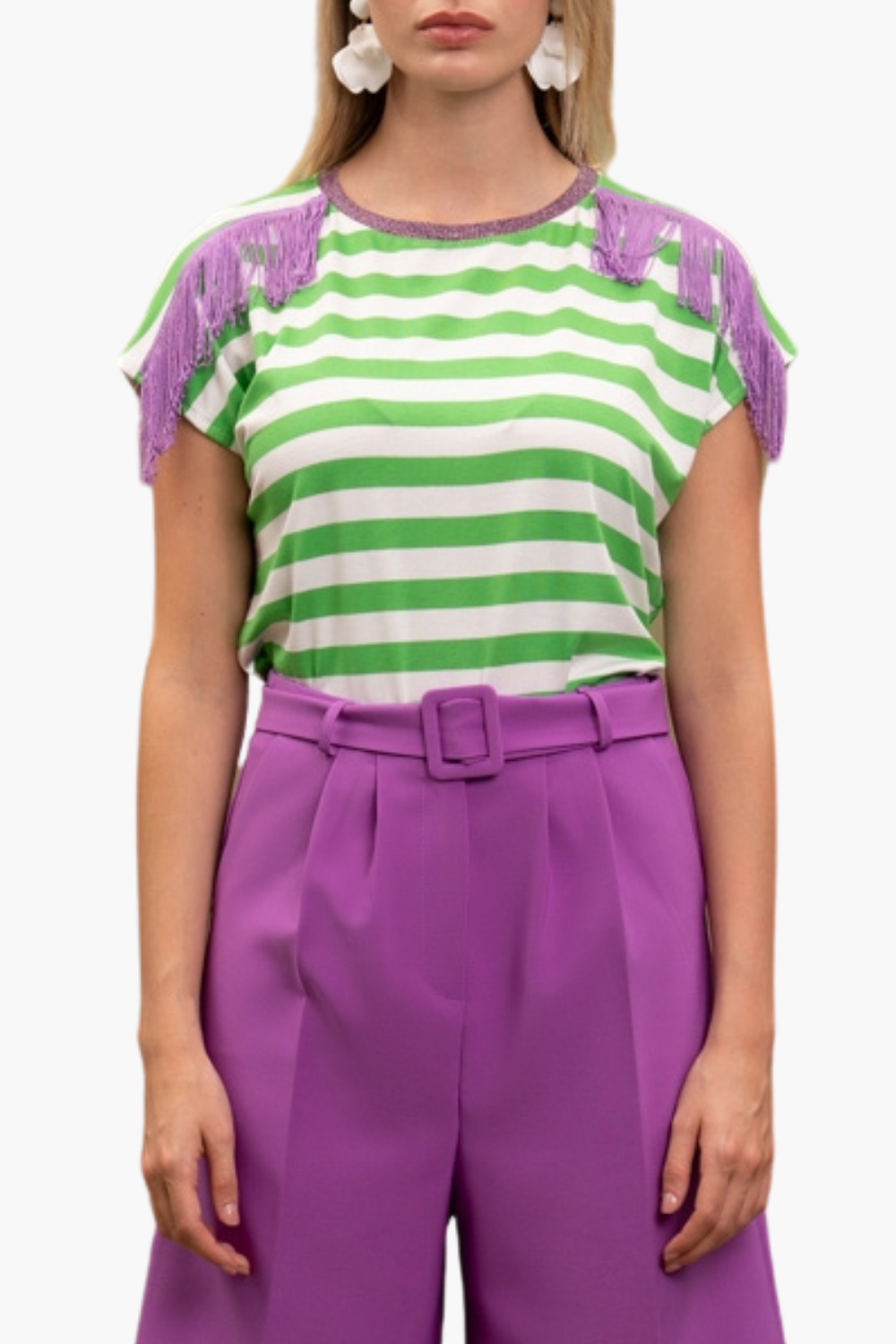 Nualy T-SHIRT CON FRANGIA Vendita Calda