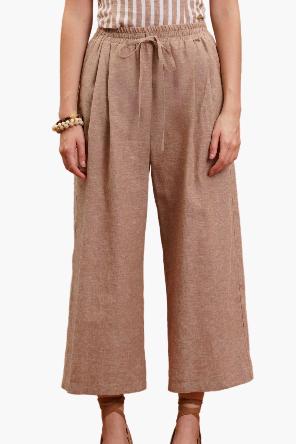 Nualy PANTALONE BARREL IN LINO Pezzi Unici