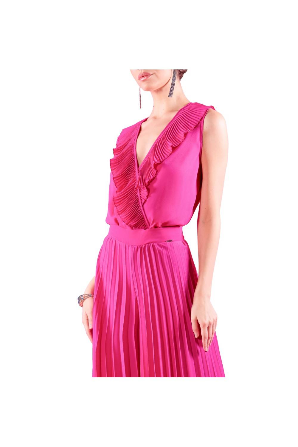 Nualy BODY CON VOLANT PLISSE Saldi