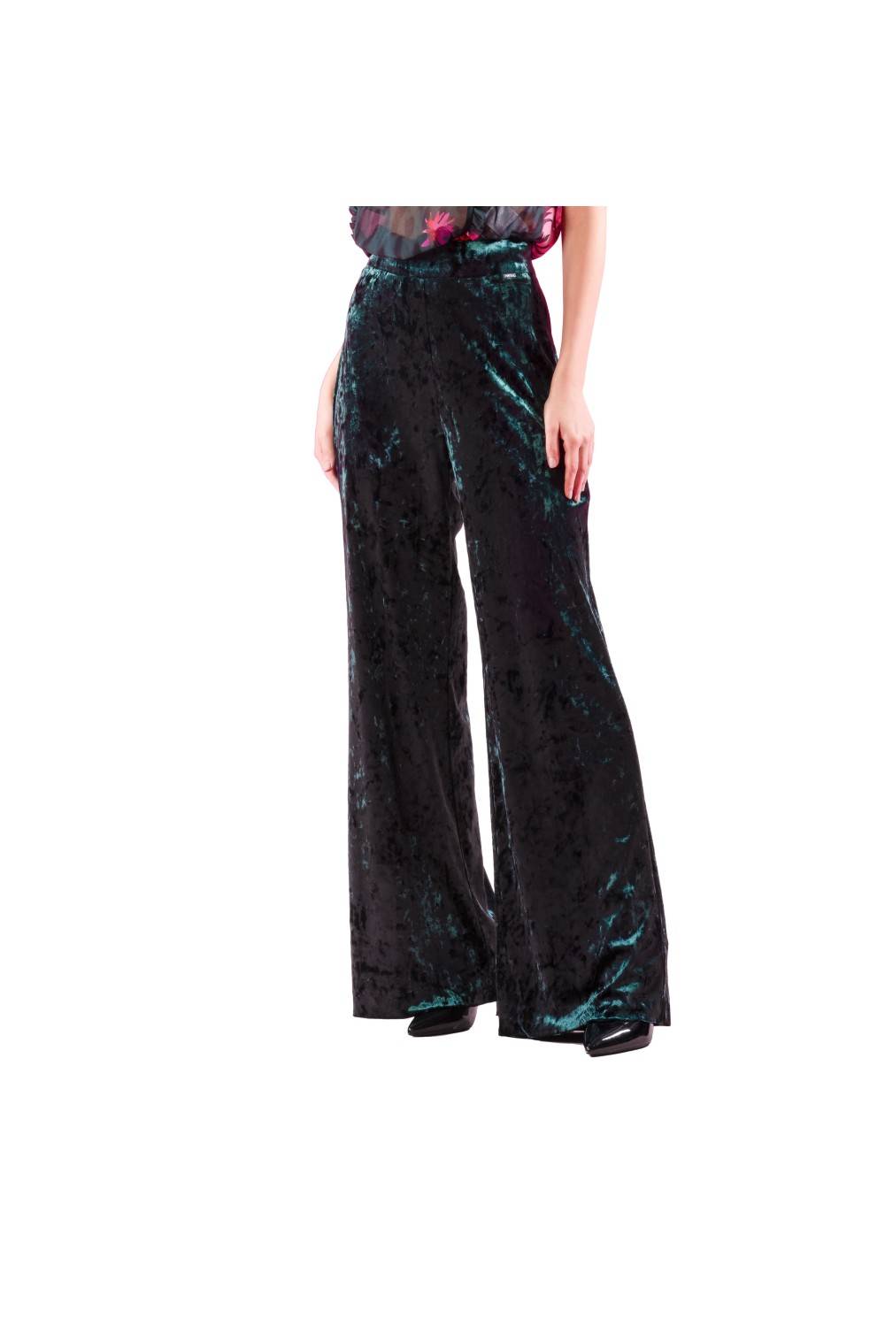 Nualy PANTALONE PALAZZO IN VELLUTO Promozione