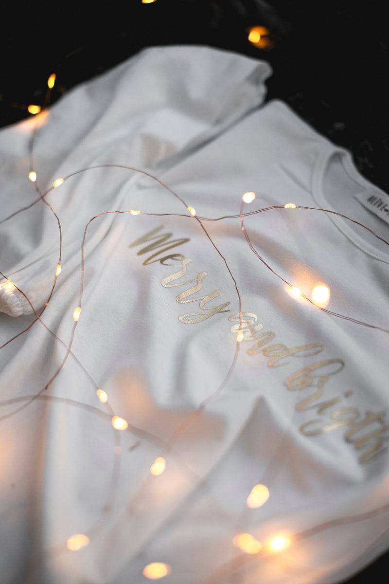 Olive E Miele T-SHIRT MERRY AND BRIGHT WHITE Soddisfazione Garantita