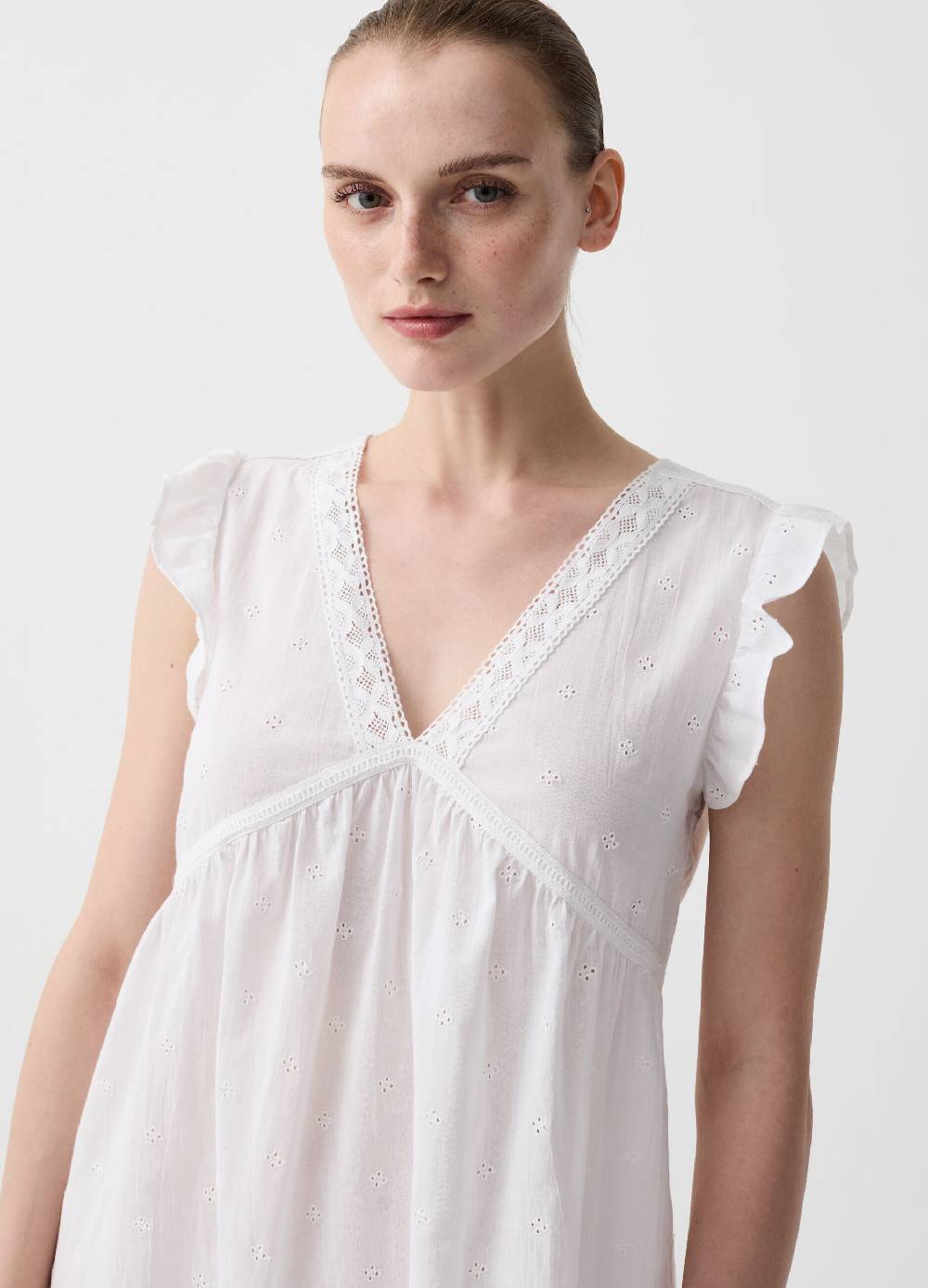 Ovs Camicia da notte in sangallo con volant Vendita Economica