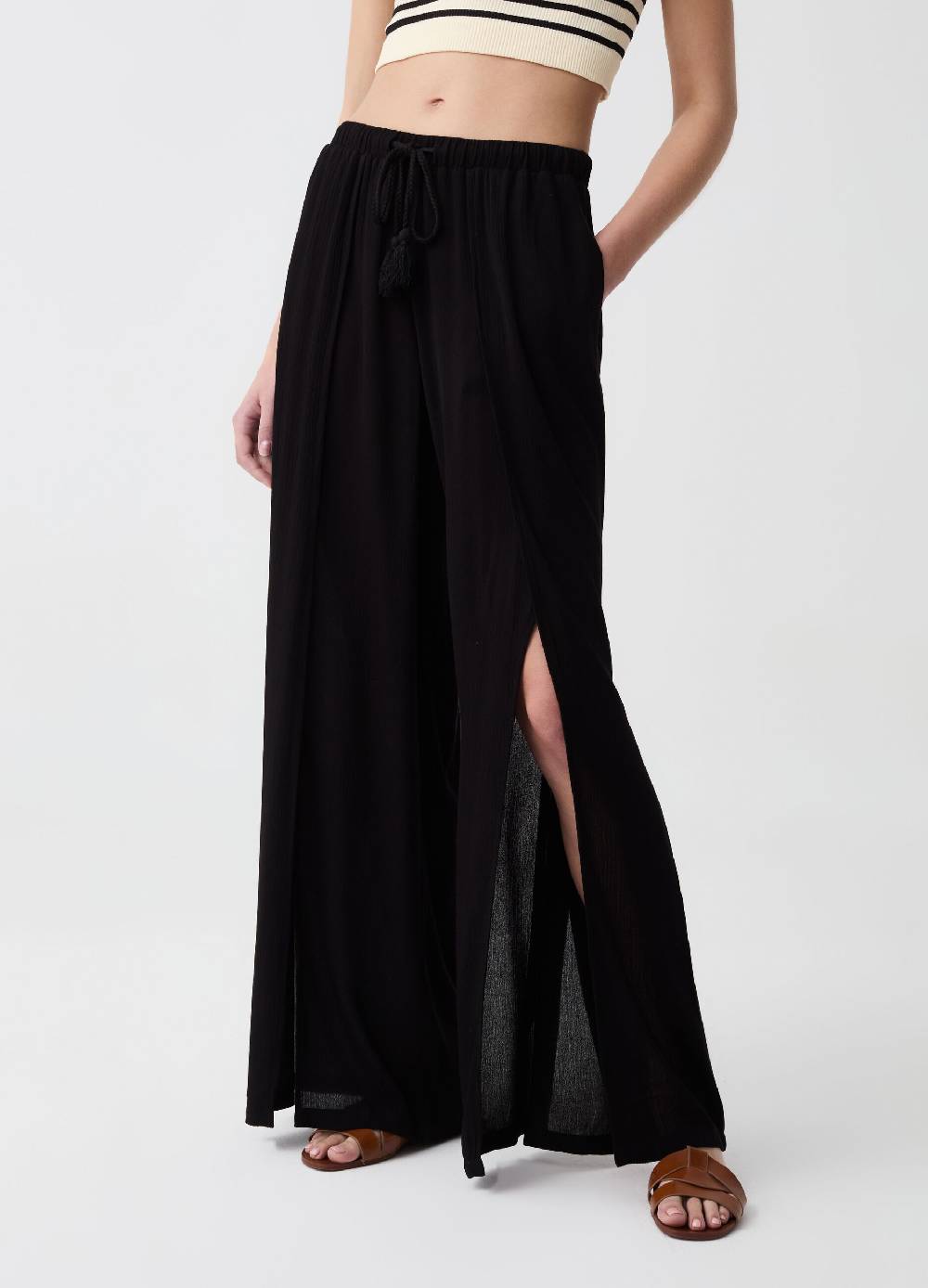 Ovs Pantalone palazzo wide leg con spacchi 2025