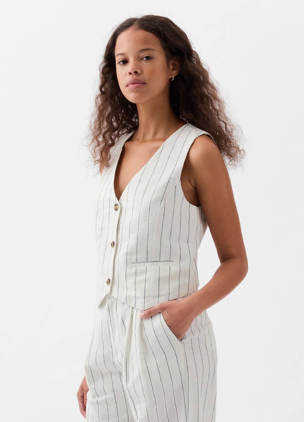 Ovs Gilet in lino e viscosa scollo a V In Linea