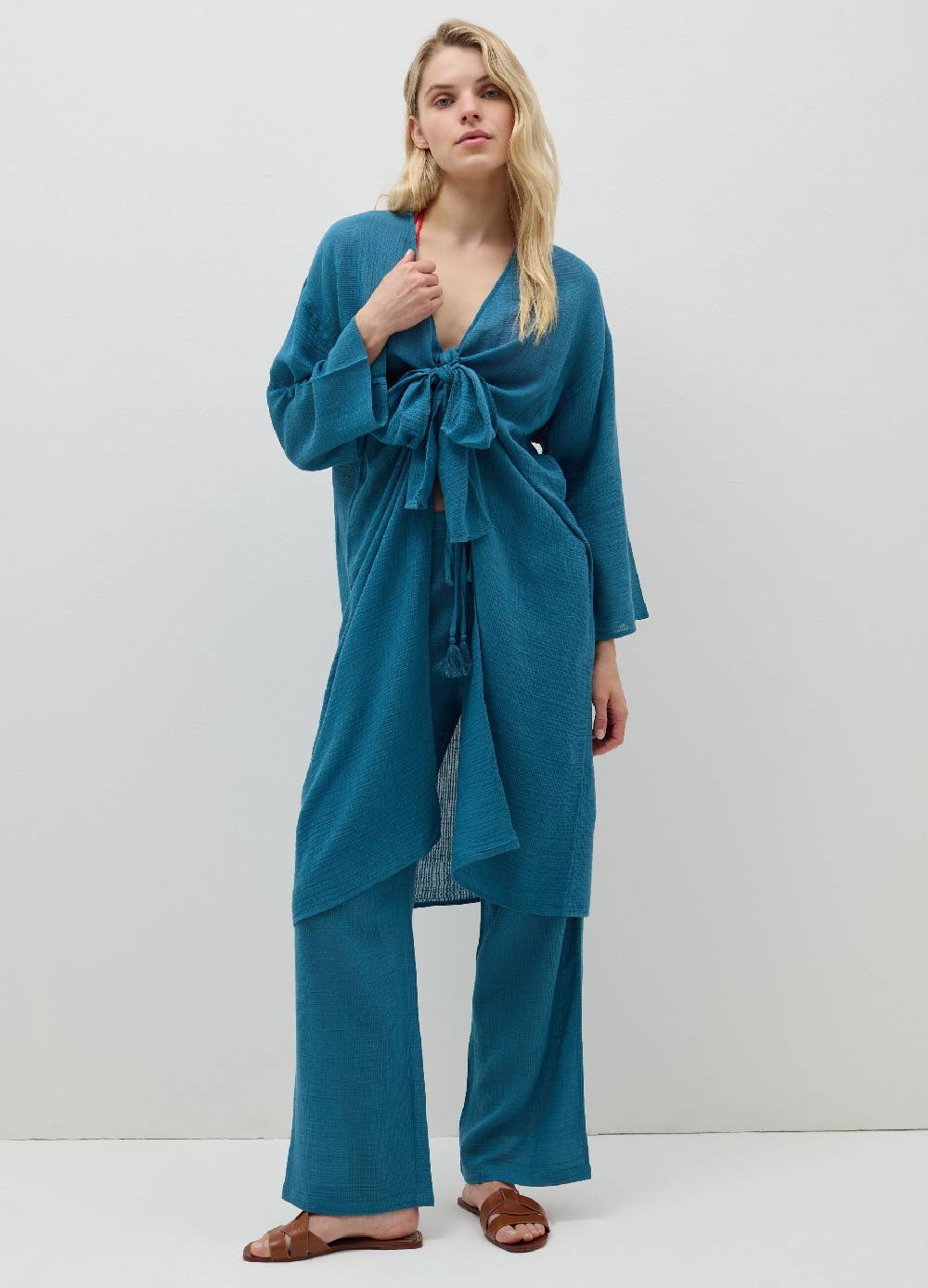 Ovs Kimono copri costume scollo a V con nodo Vendita Calda