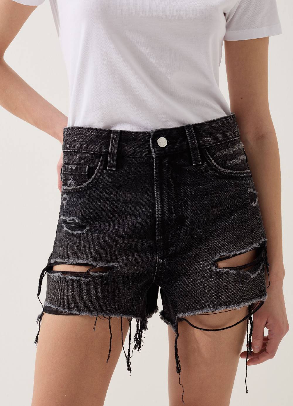 Ovs Shorts in denim con strappi a vita alta Moda