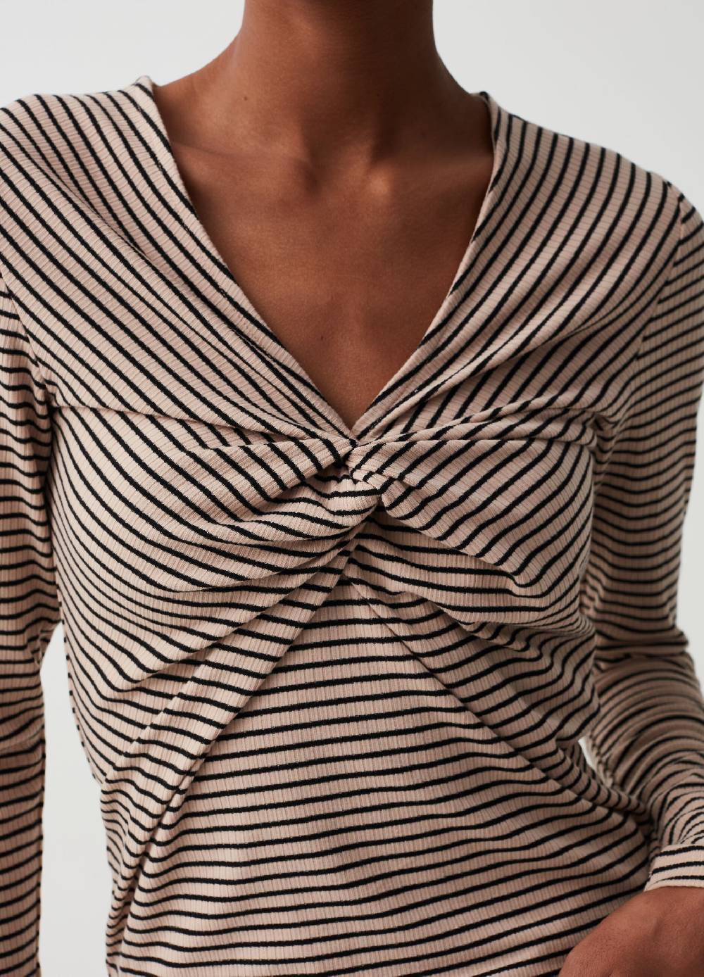 Ovs T-shirt a righe con maniche lunghe e nodo Outlet