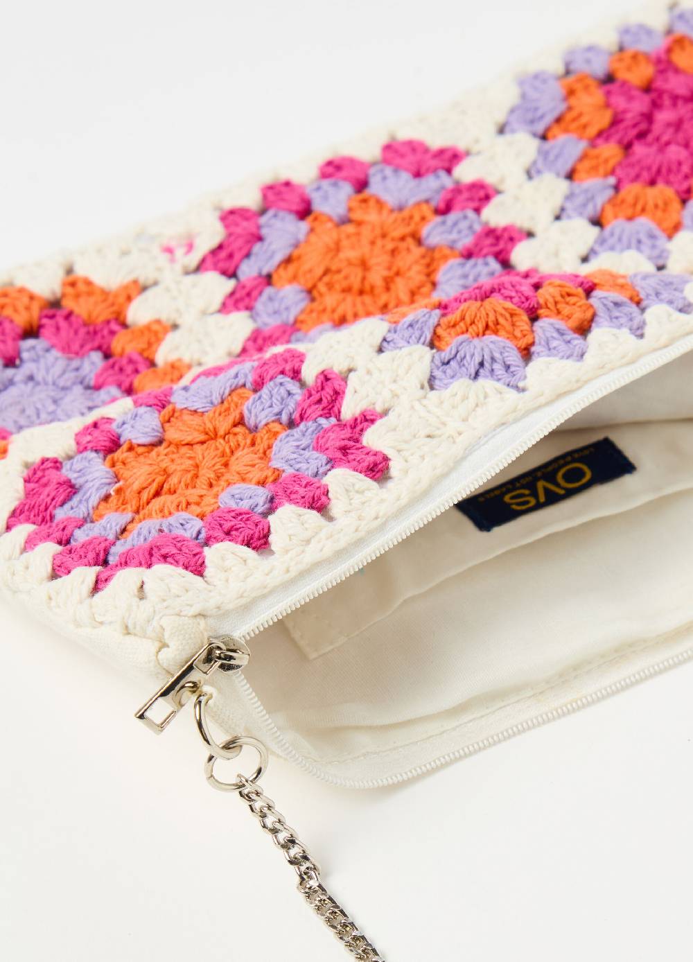 Ovs Pochette in cotone crochet Nuova