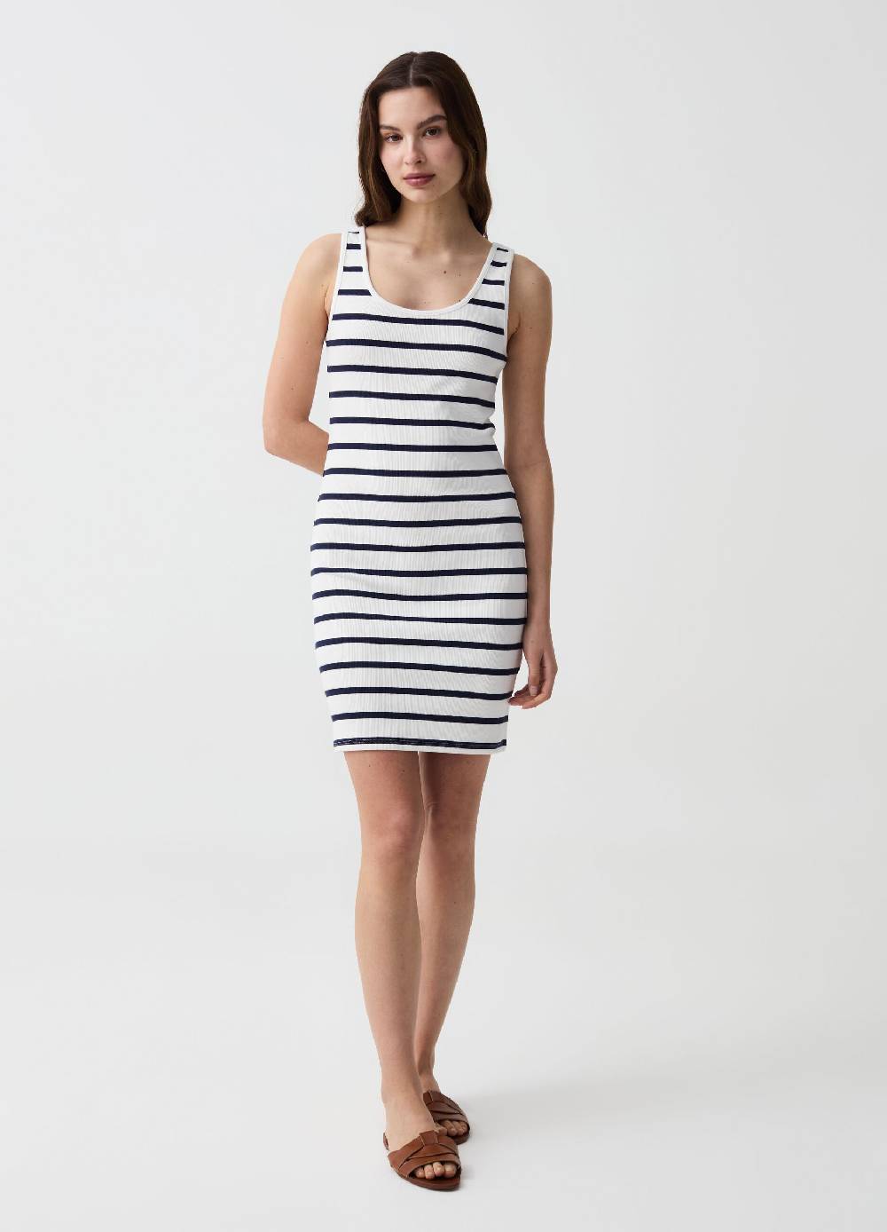 Ovs Vestito Essential corto smanicato a righe 2025