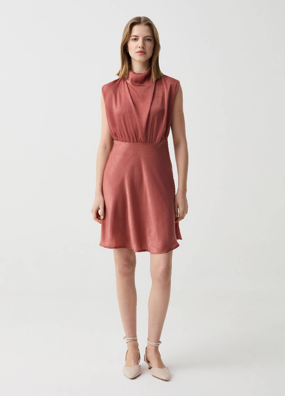 Ovs Abito smanicato in satin con drappeggio