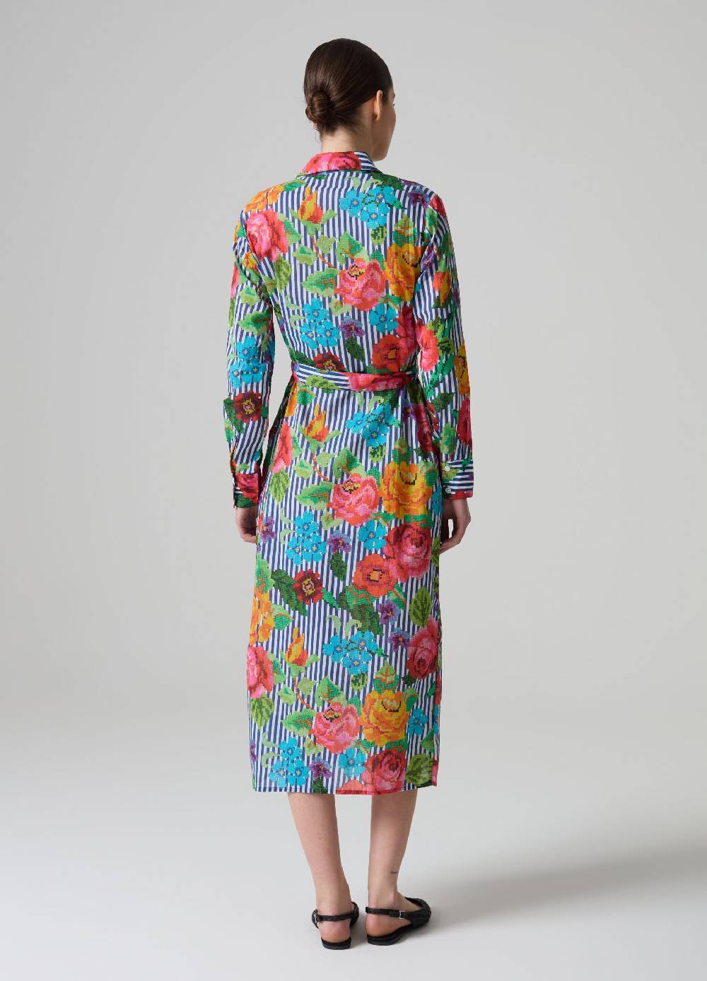 Ovs Vestito chemisier a righe con disegno a fiori Vendita Calda