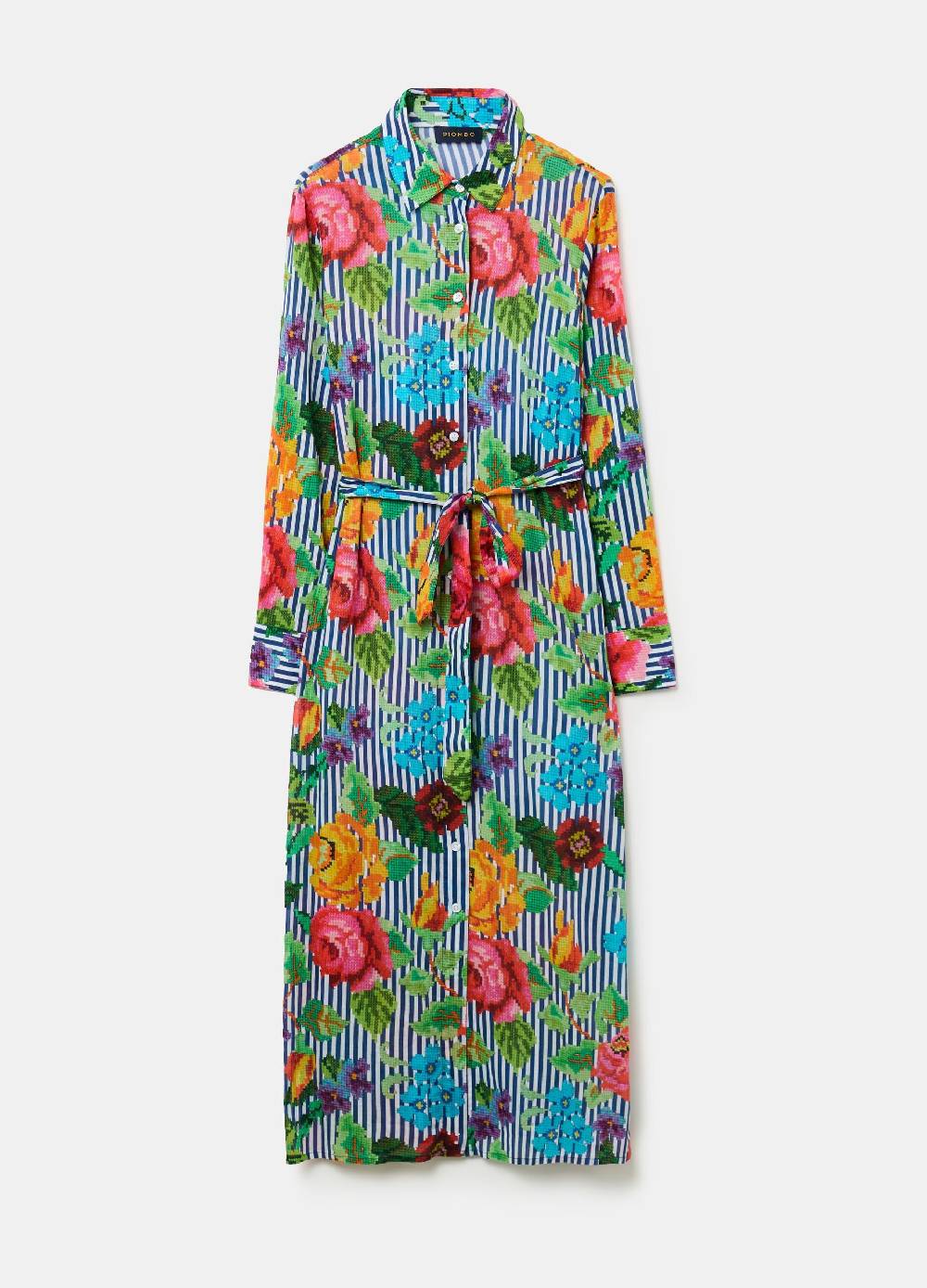 Ovs Vestito chemisier a righe con disegno a fiori Vendita Calda