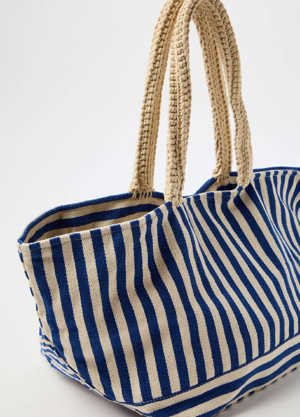 Ovs Maxi shopping bag in cotone a righe Nuovo