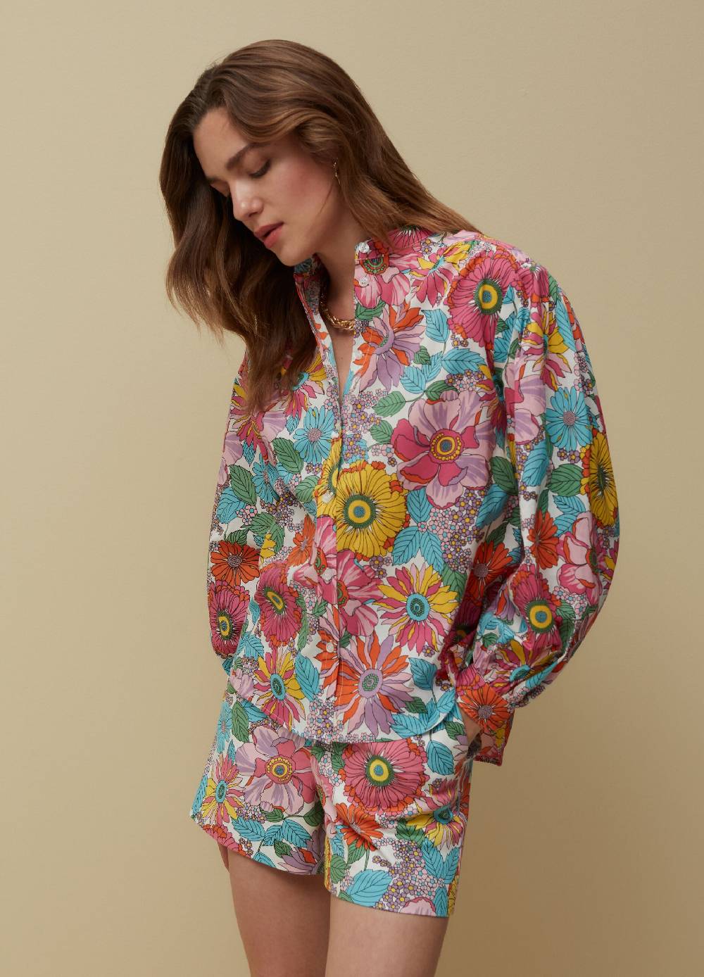 Ovs Camicia in cotone con stampa a fiori Prezzo Ridotto