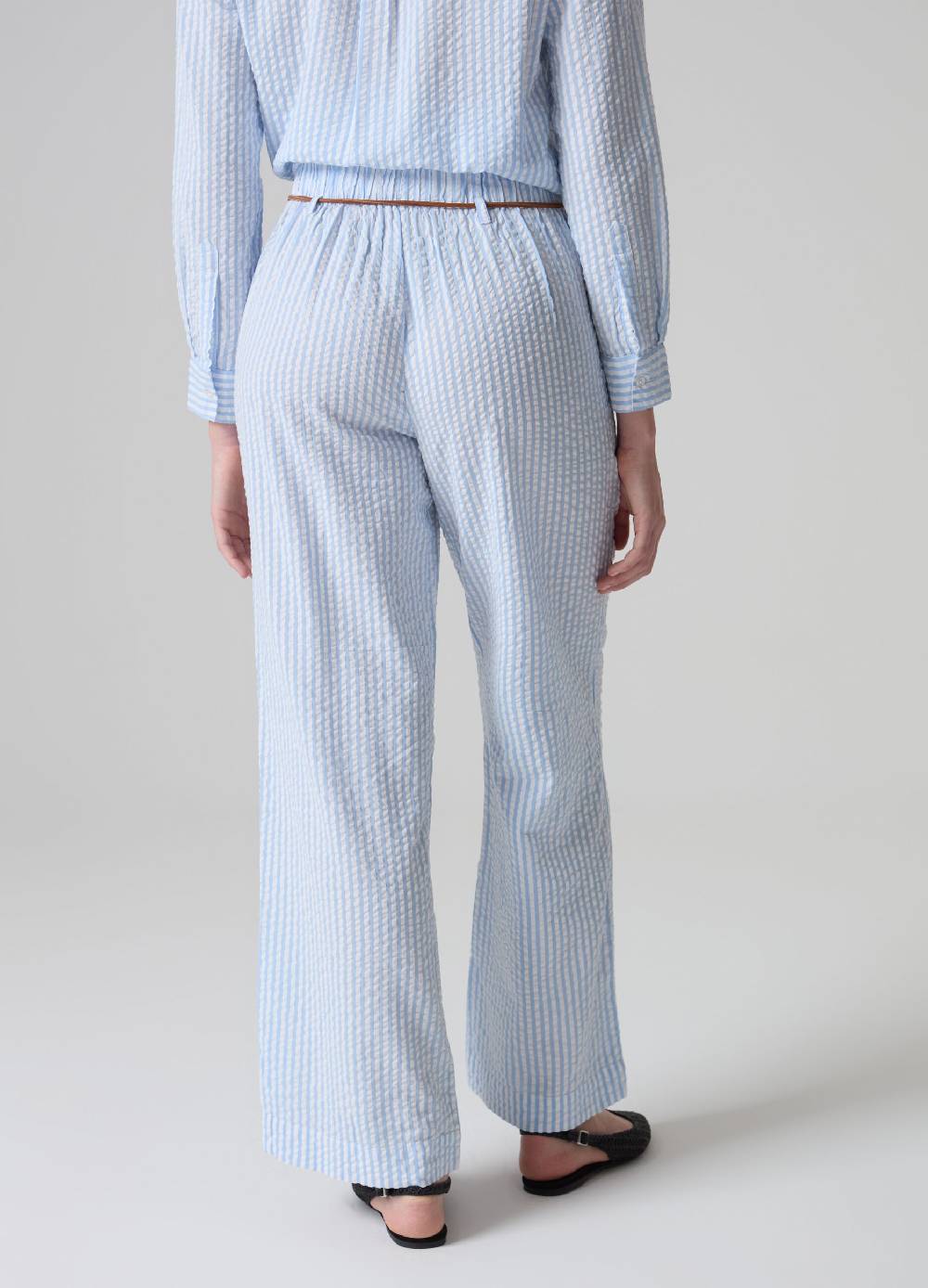 Ovs Pantaloni in seersucker a righe con cintura Offerta