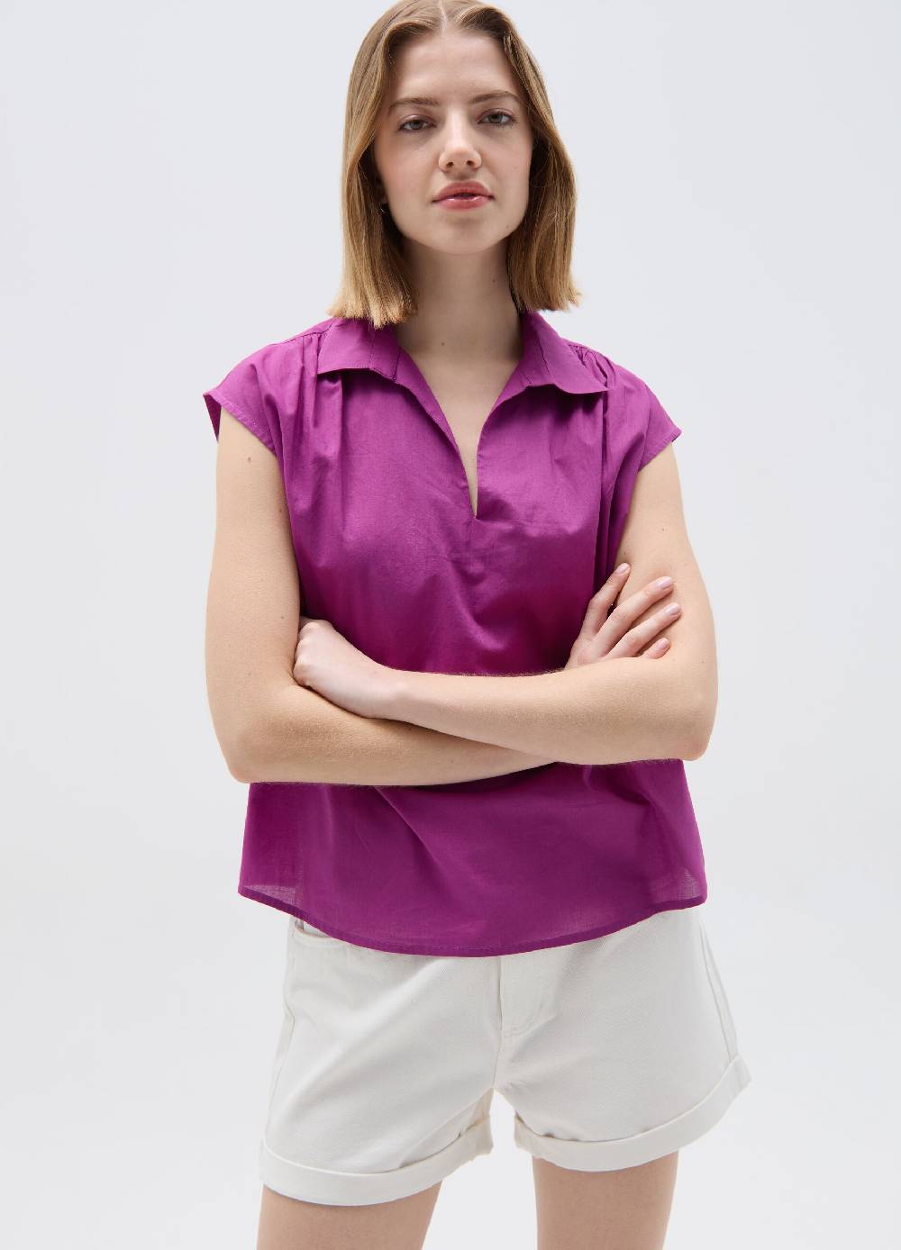 Ovs Blusa smanicata con scollo a polo
