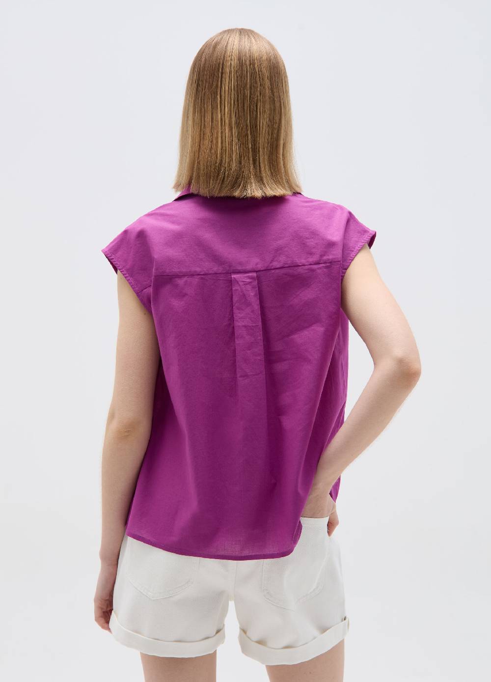 Ovs Blusa smanicata con scollo a polo Saldi Di Fabbrica