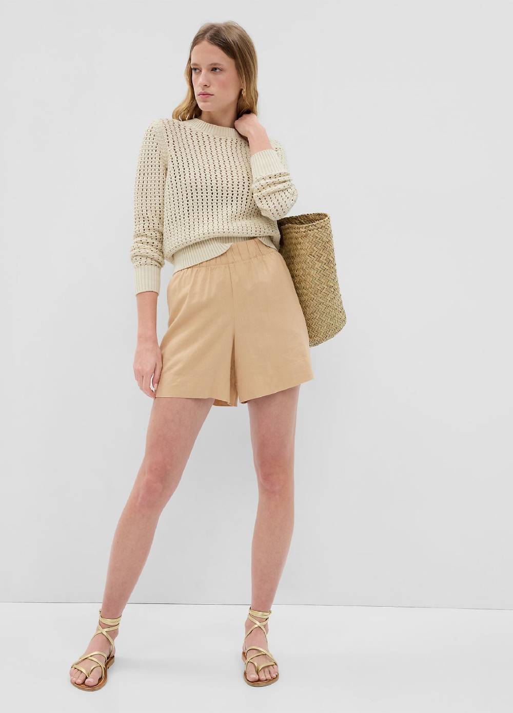Ovs Shorts pull on in lino e viscosa