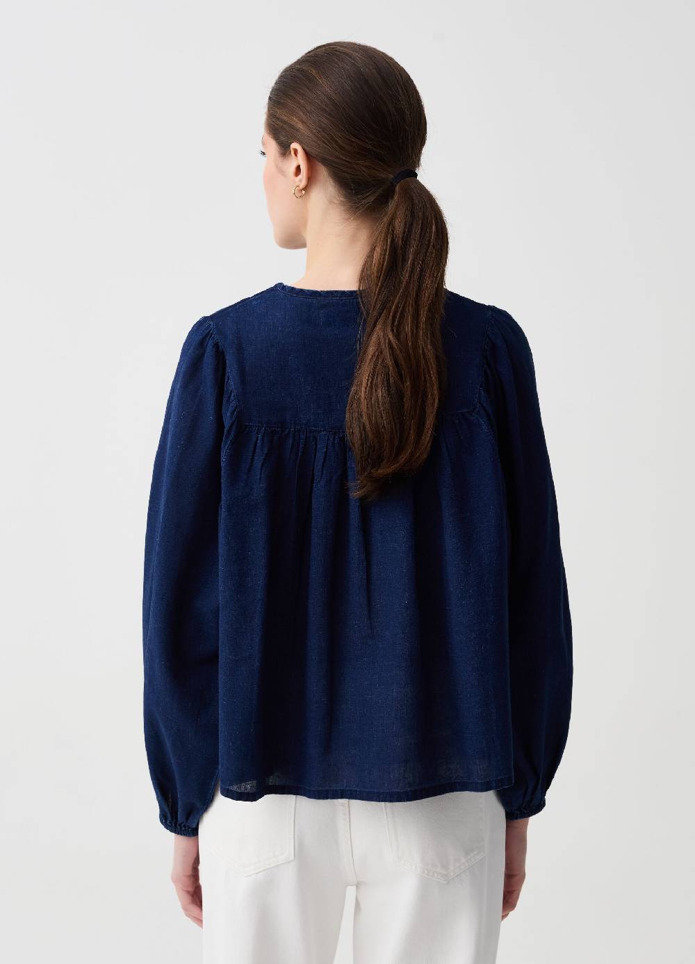 Ovs Blusa in denim con ricamo a rombi Offerta