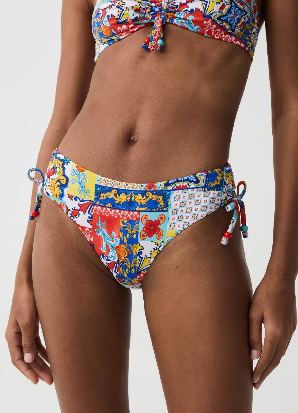 Ovs Slip bikini con coulisse stampa maioliche Hotsell