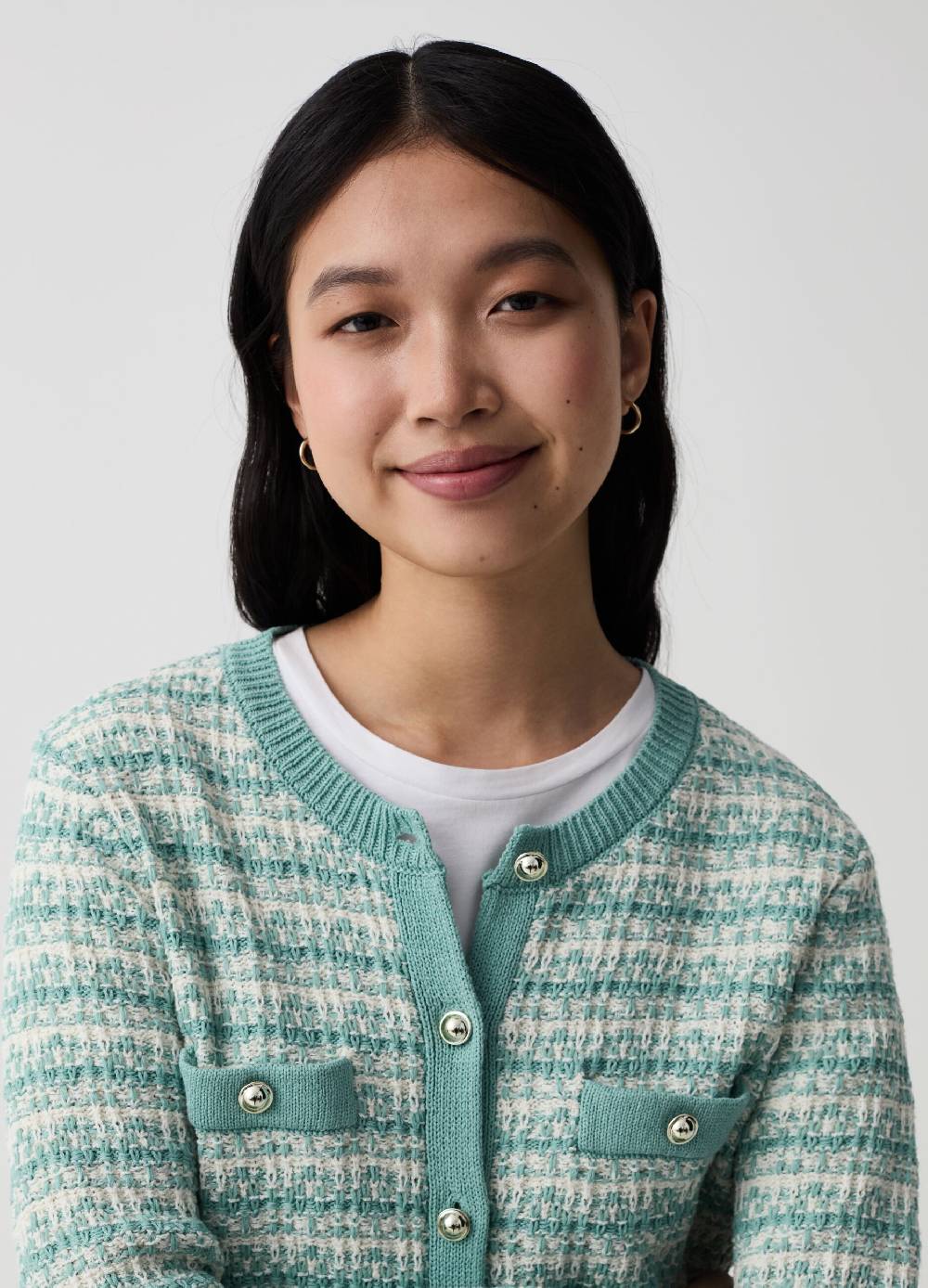 Ovs Giacca cardigan effetto tweed con bottoni lucidi Italy