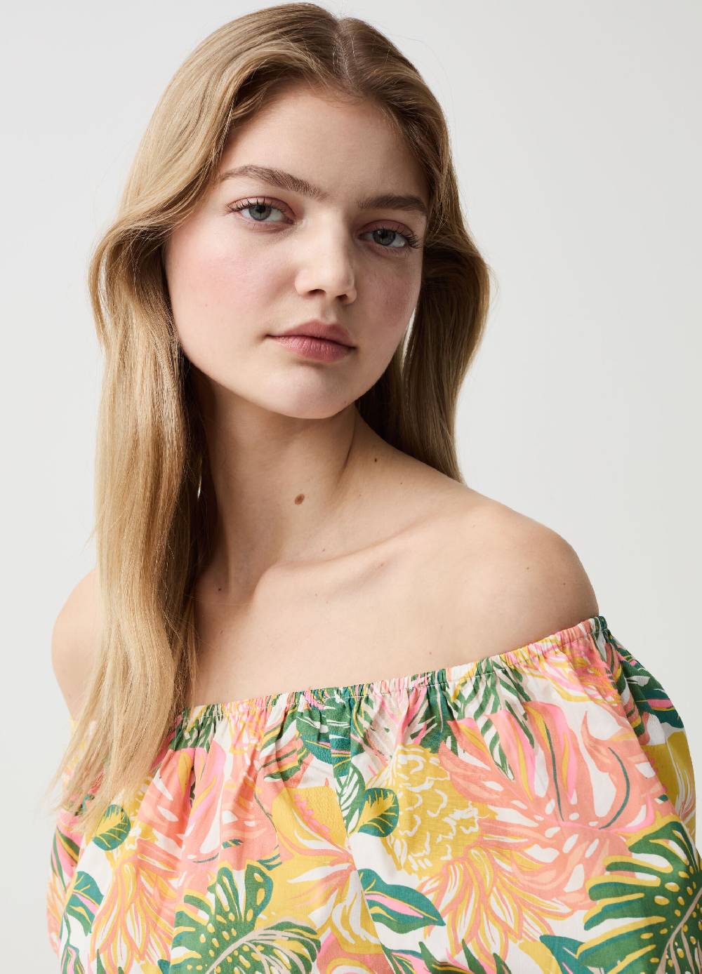 Ovs Crop top in cotone con spalle scoperte Vendita