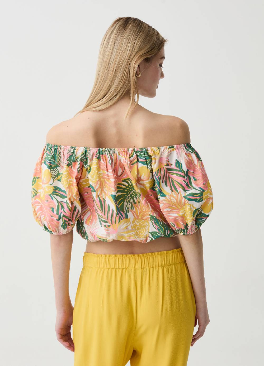 Ovs Crop top in cotone con spalle scoperte Vendita