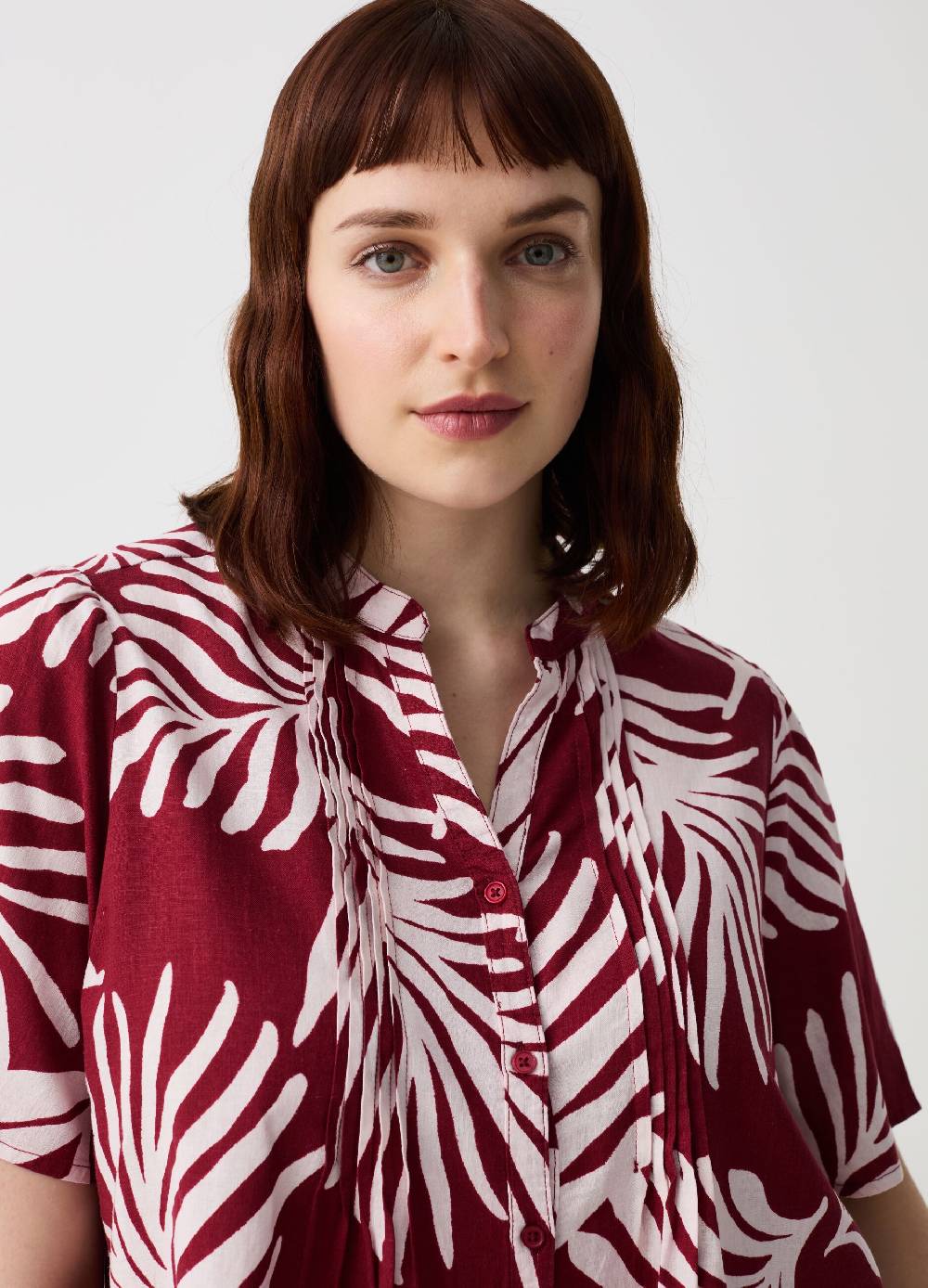 Ovs Blusa in lino e viscosa con bottoni Curvy Acquista Ora
