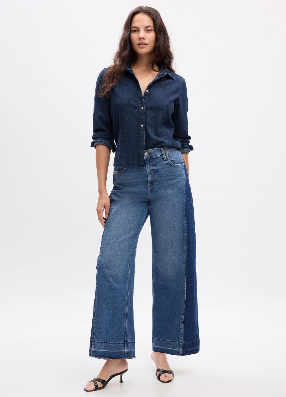 Ovs Jeans wide leg bicolore a vita alta Offerta