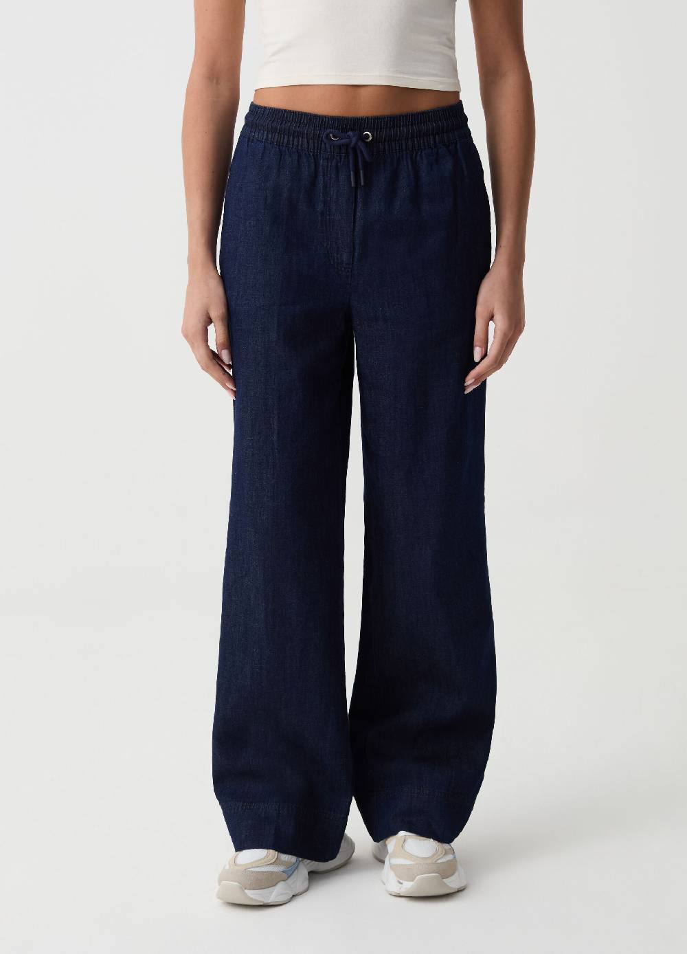 Ovs Joggers relaxed fit in denim con coulisse Saldi
