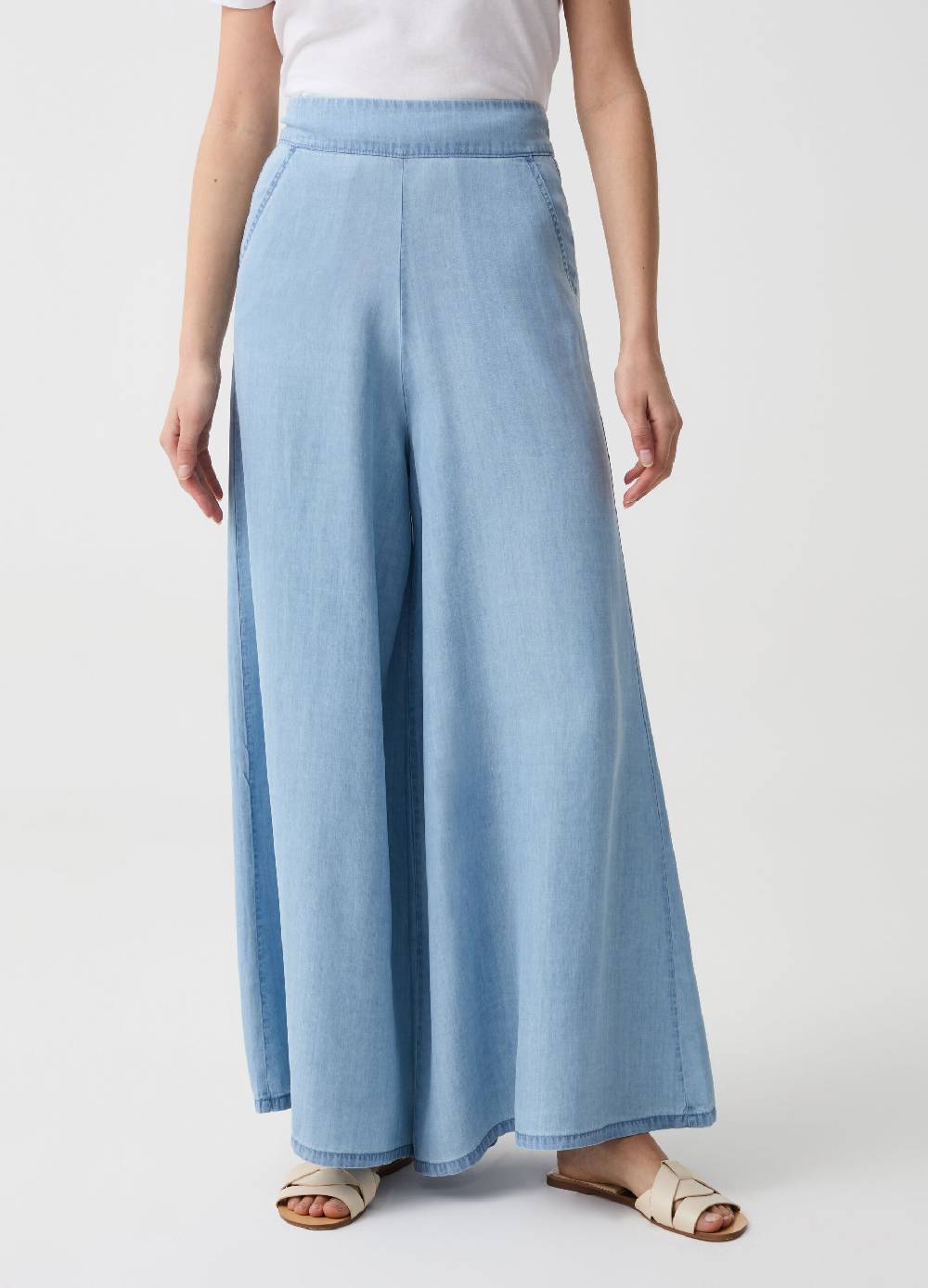 Ovs Pantalone wide leg effetto denim Vendita Calda